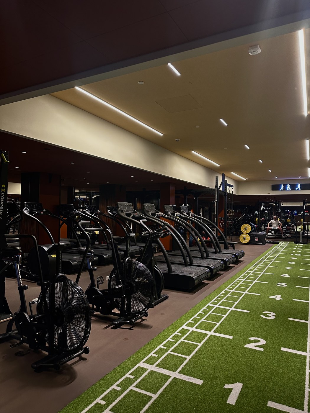 High-end gym with sprint track and equipment