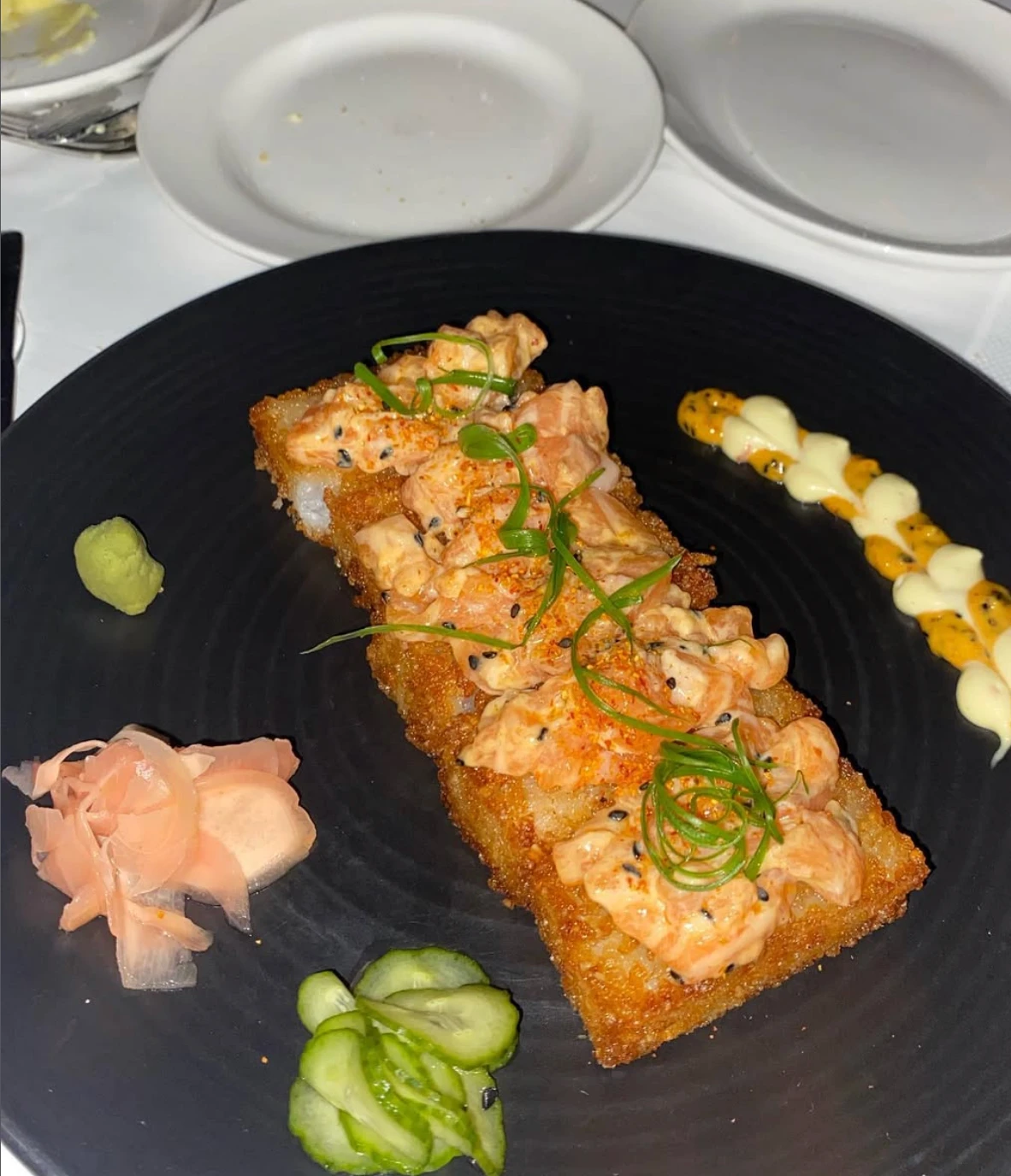 Baltaire salmon on crispy rice