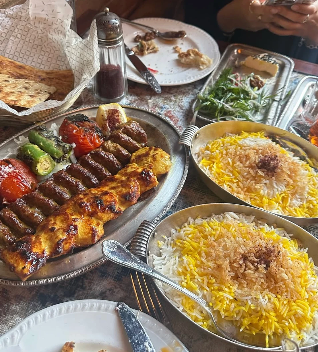 BerenJak Persian kabob platter and saffron rice